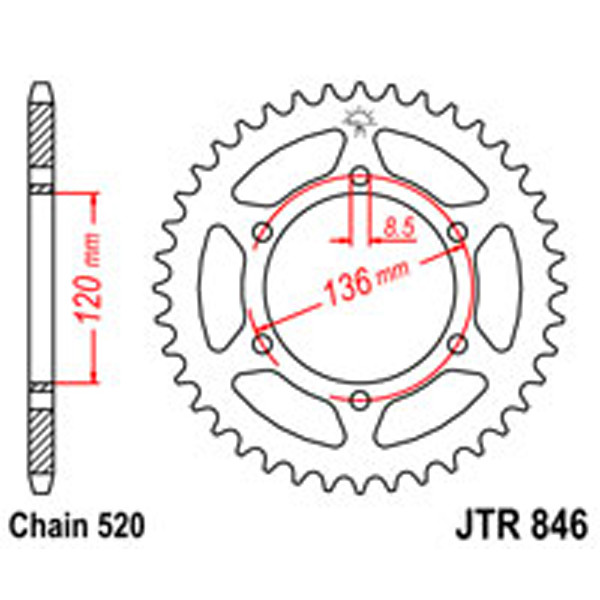 JT JT Rear Sprockets R/W 846-37T YAM (859)